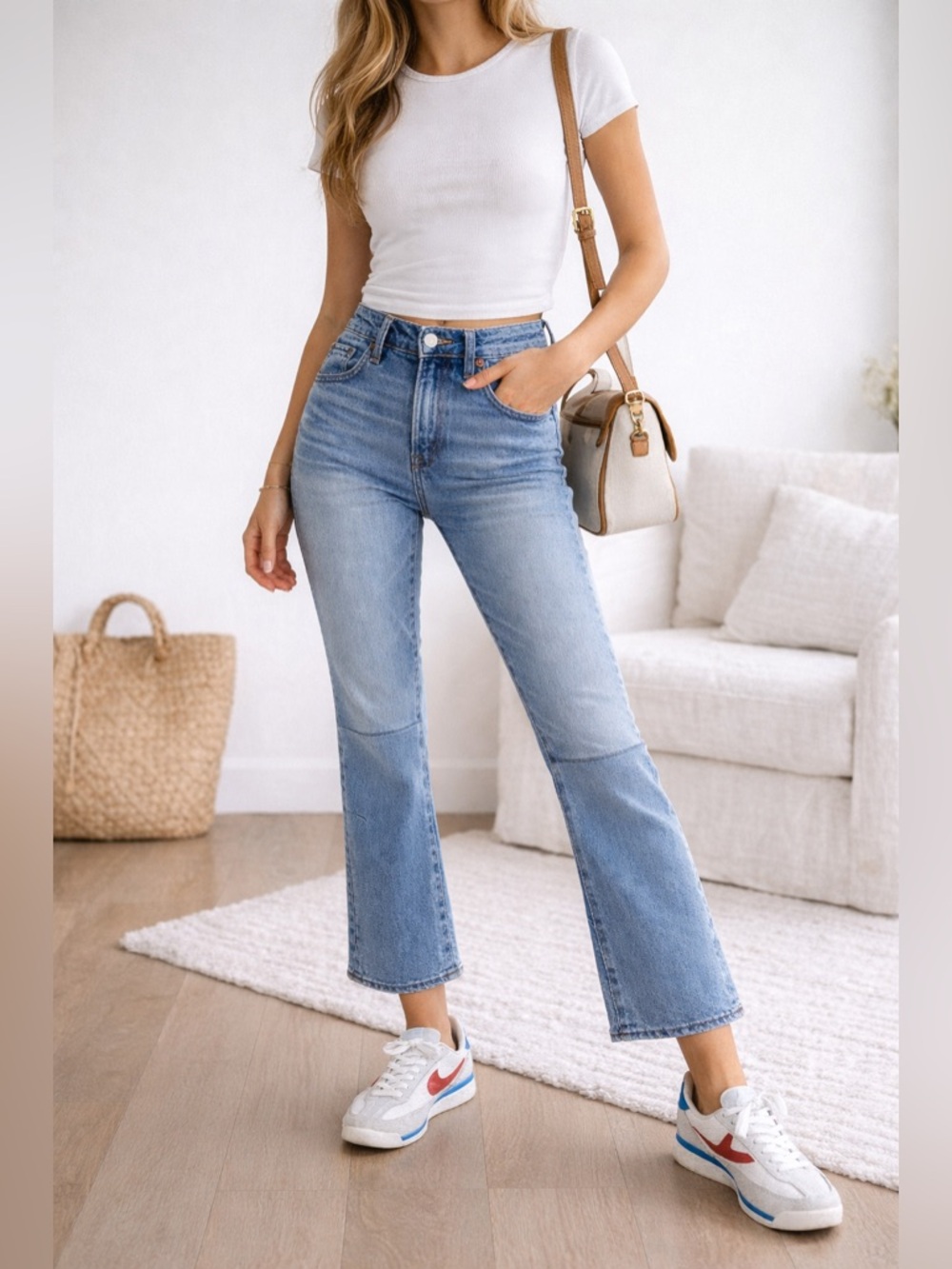 Madewell Two Tone Crop Bootcut Jeans High Rise Colorblock Denim Size 31 Y2K 90s